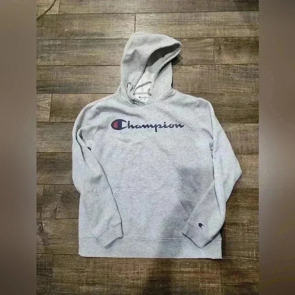 Champion Hoodie Sweatshirt Adult Med Gray Lightweight Casual Athleticwear Mens - Picture 1 of 4